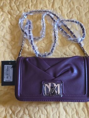 Plum Badgley Mischka Crossbody Shoulder Bag with Chain Strap